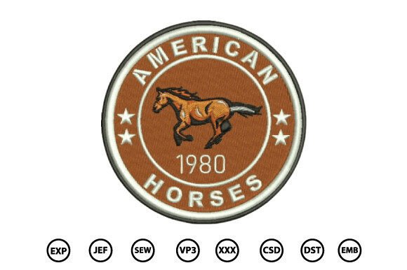 American Horses Embroidery Design
