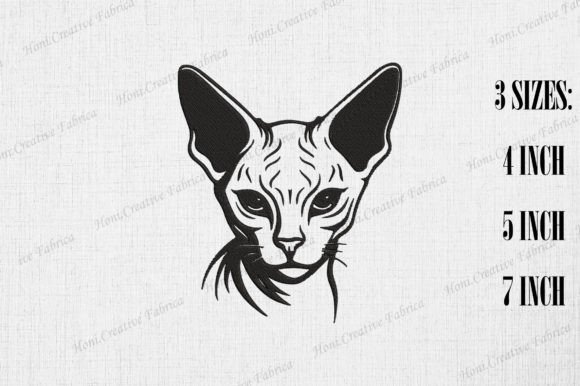 Cute Sphynx Cat Embroidery