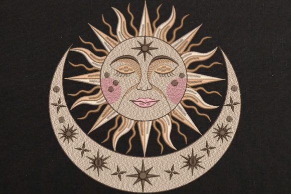 Face Sleepping Sun Moon and Stars