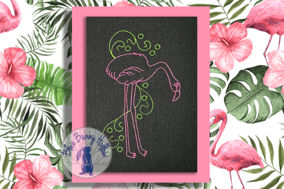 Fiona Flamingo Embroidery Design