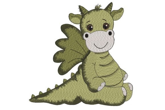 Green Baby Dragon Embroidery Design