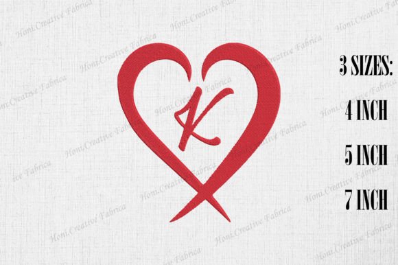 Letter K with Heart Valentine's Day