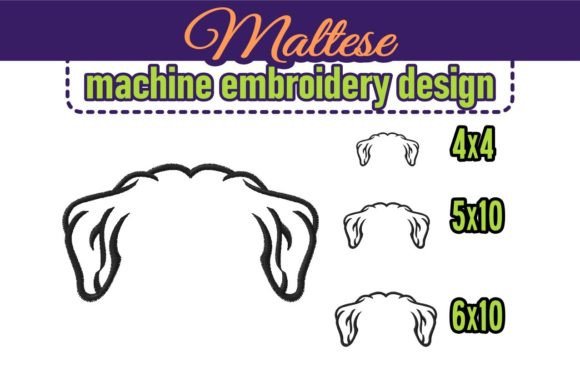 Maltese Dog Ears Embroidery Design
