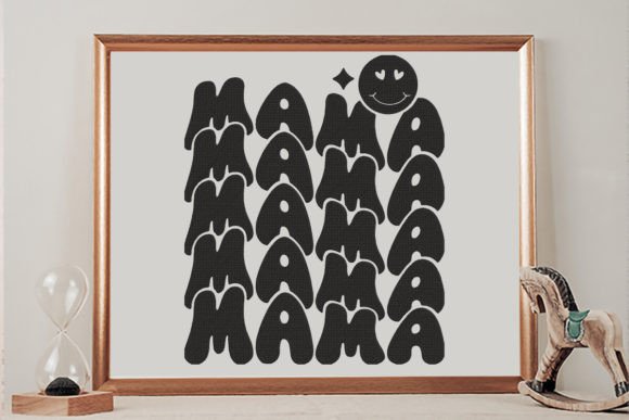 Mama, Echo Stacked Text, Smiley Emoji