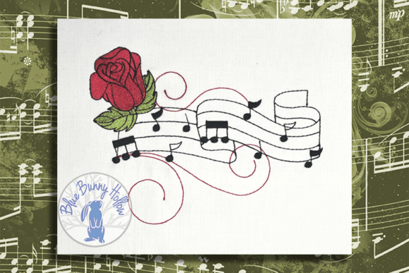 Rose and Music: A Timeless Embroidery Design