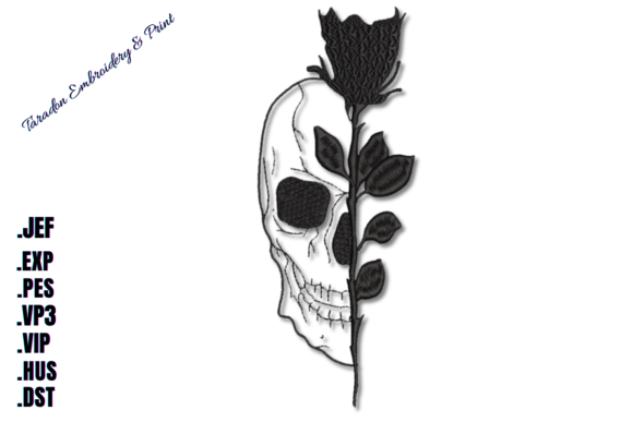 Skull Rose Embroidery Design