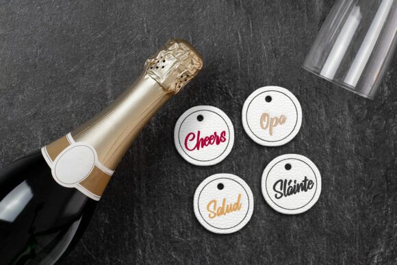 Toast Words ITH Wine Glass Marker Charms