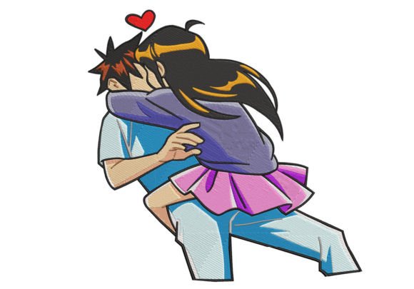 Valentine's Kiss and Hug Love Couple